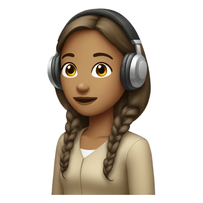 Girl wearing Beige headphone sticker