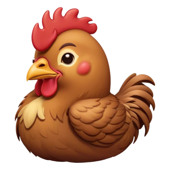 Meme-Worthy Cute Sleeping Brown Rooster Portrait Emoji, Head resting peacefully with a contented smile, showcasing a robust build and a luxuriously soft brown plumage, eyes shut in a serene, restful nap, Simplified yet hilariously adorable features, highly detailed, glowing with a soft, drowsy light, high shine, relaxed and utterly lovable, stylized with an air of playful laziness, bright and heartwarming, soft glowing outline, capturing the essence of a comically sleepy rooster, so meme-worthy it feels like it could instantly become the next viral sensation of adorable slumber! sticker