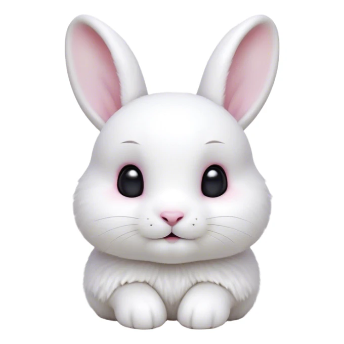 Cinematic Cute White Rabbit Portrait Emoji, Head tilted playfully and inquisitively, featuring a luxurious, silky white fur with soft, twitching ears, round, sparkling dark eyes filled with curiosity, Simplified yet irresistibly adorable features, highly detailed, glowing with a warm, friendly glow, high shine, affectionate and lively, stylized with a touch of whimsy, bright and endearing, soft glowing outline, capturing the essence of a mischievous yet loving bunny, so playful it feels like it could hop out of the screen and into your arms! sticker