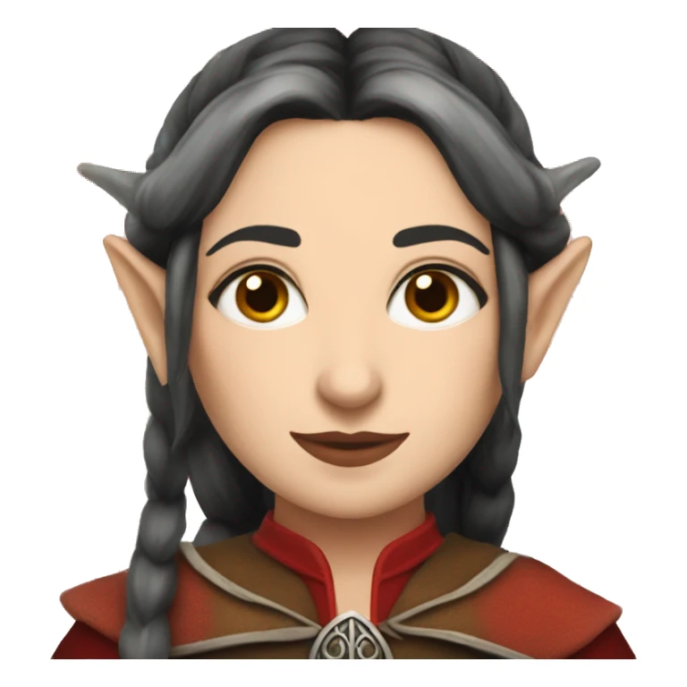 A Queen of LOTR elfs with red and black striped hat sticker
