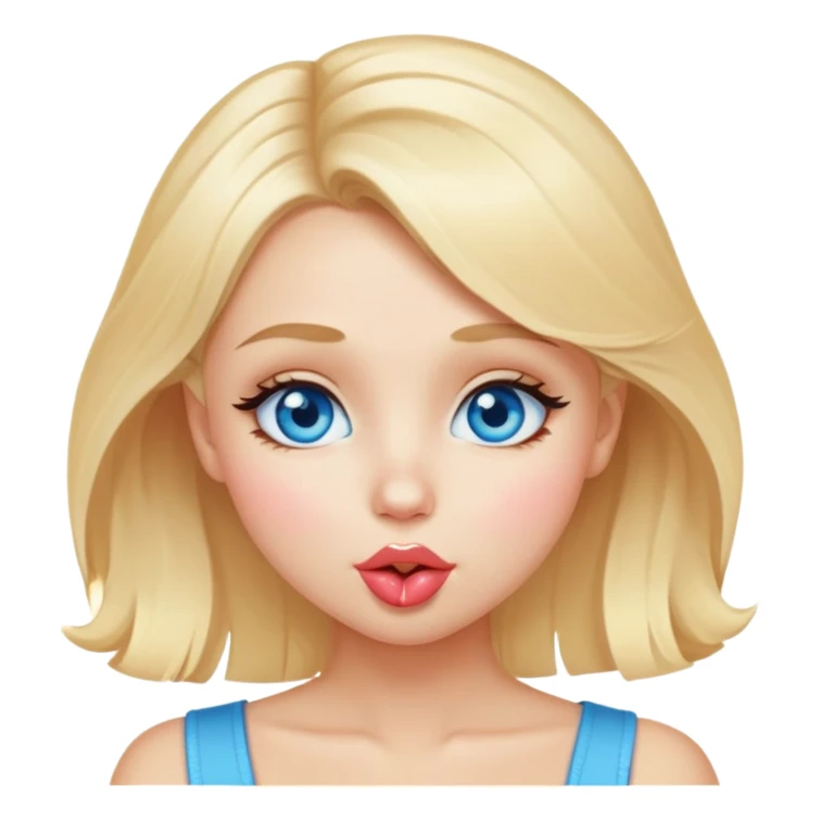 Girly girl bright sparkling blue eyes blonde hair making kissy face pose sticker