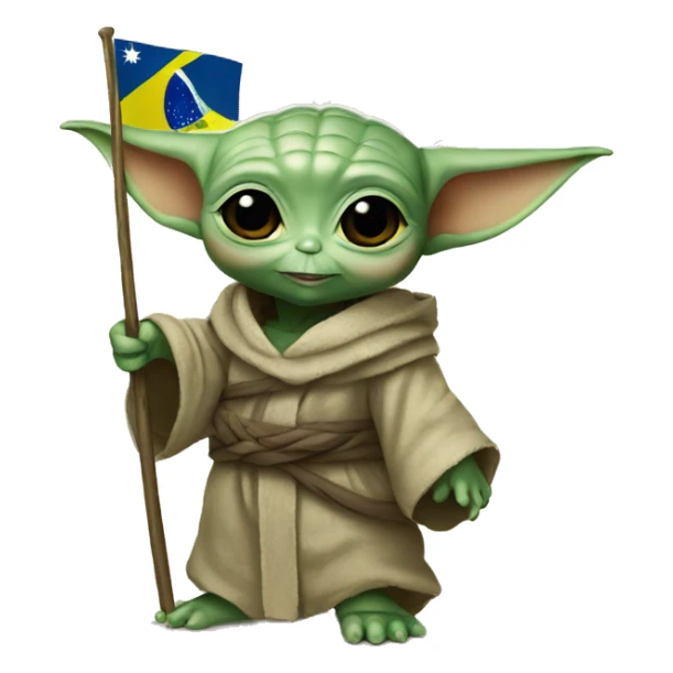  Baby Yoda holding the Brazilian flag sticker