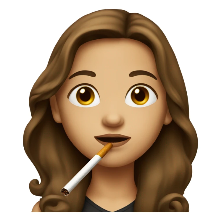 Girl with brown long hair smoking a cigarette  sticker