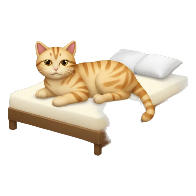 Gatito atigrado beige durmiendo en la cama sticker