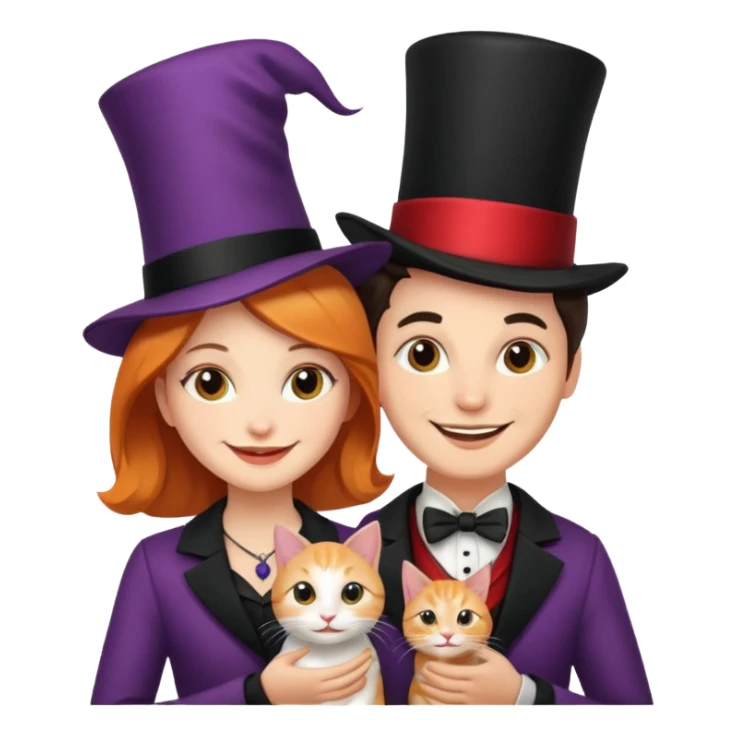 magician couple and their pet cat sticker