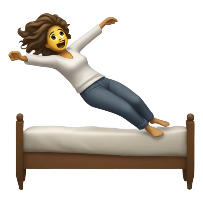 Woman falling out of bed to floor sticker