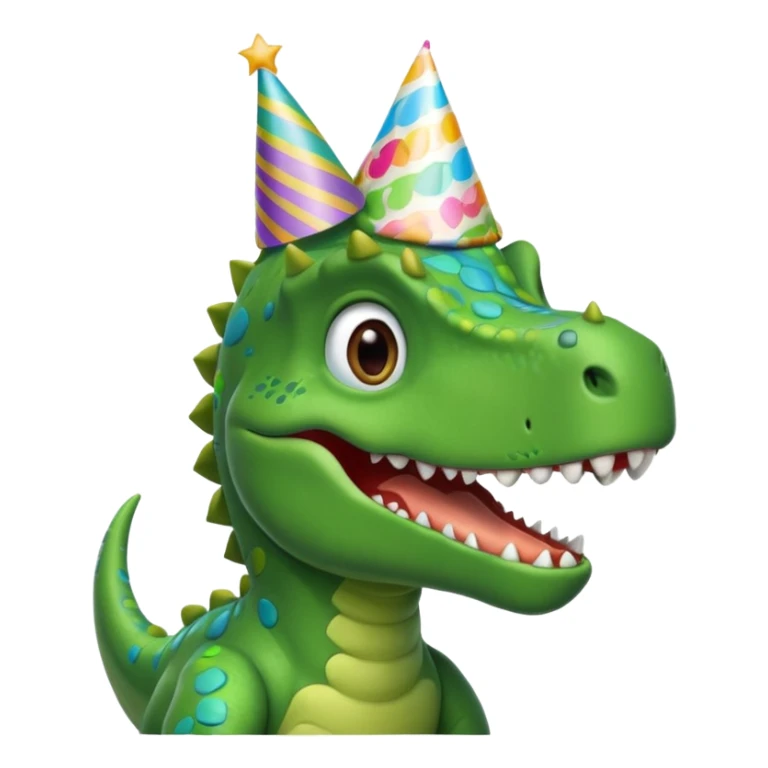 A Dinasour wearing a birthday hat sticker