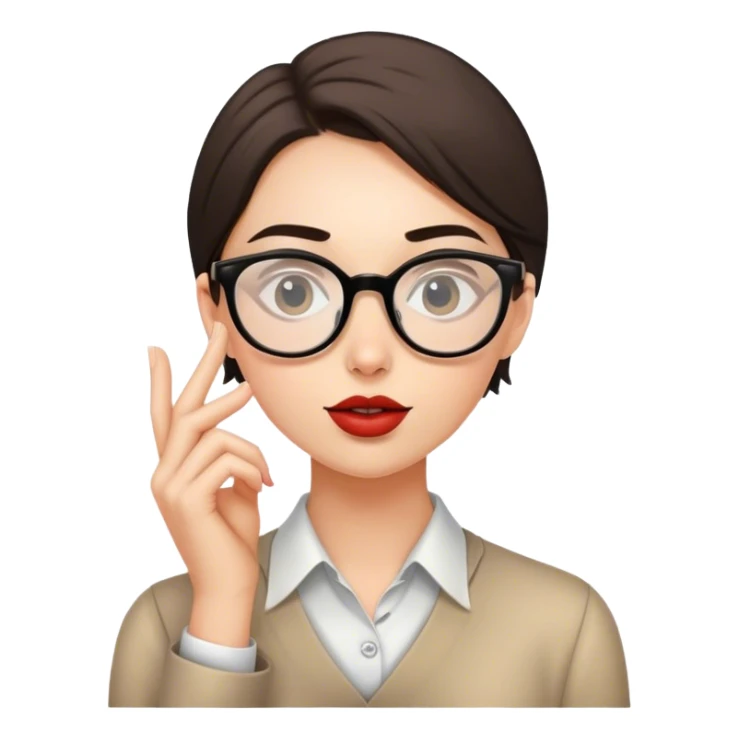 young stylish teacher in glasses tells a secret sticker