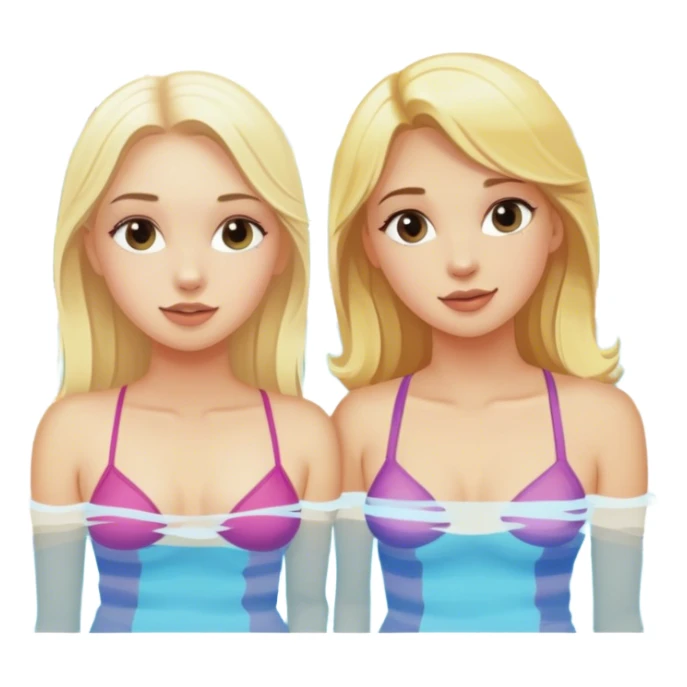Two white blonde girls sitting by the pool  sticker