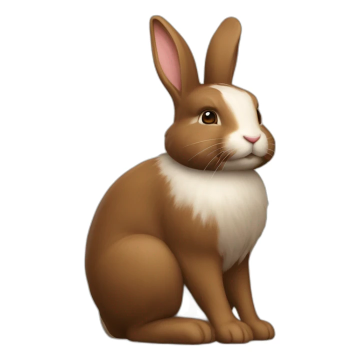 Lapin nain assis sur une lapine géante marron  sticker