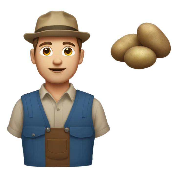 White male brown hair Potato farmer sticker