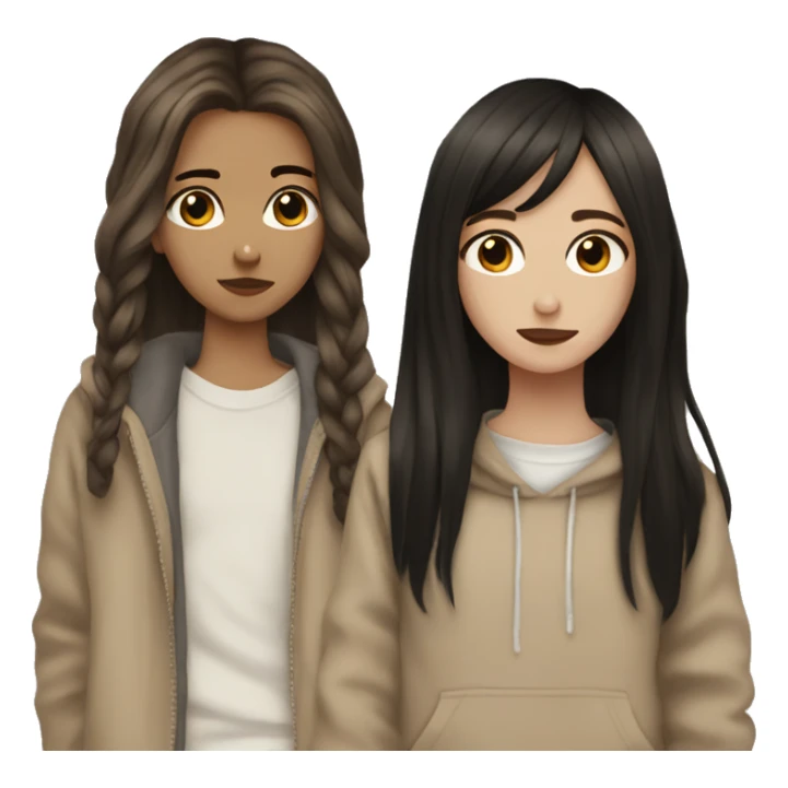2 bffs both brunette one emo aesthetic one beige aesthetic  sticker