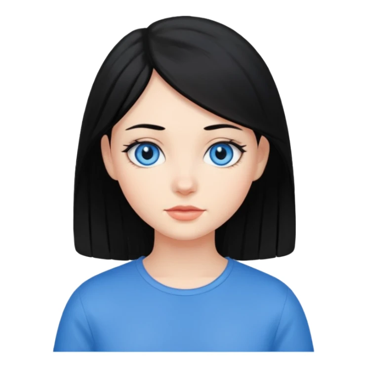 Emoji chica pelo negro ojos azules  sticker