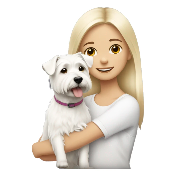 blonde girl with a West Highland white terrier sticker