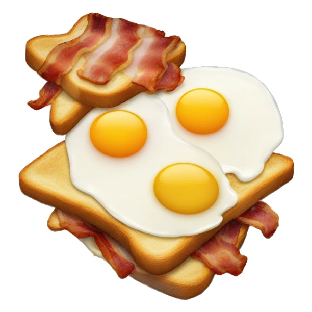 “Two fried eggs, crispy bacon, and buttered toast on a plate.” sticker