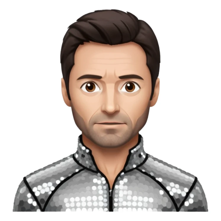 Hugh Jackman with Dark Brown Hair, Silver Sequin Outfit sticker