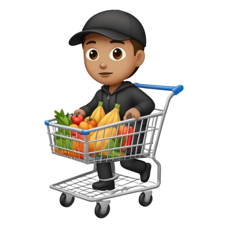 Thief stealing a grocery cart sticker