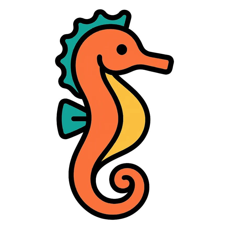 color outline icon of a seahorse sticker