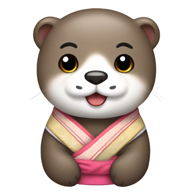 A cute otter wearing traditional Korean hanbok for Korean holidays, visible only up to its neck. sticker