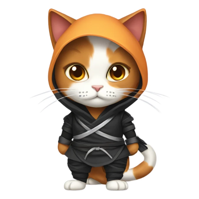 Calico cat wearing ninja outfit sticker