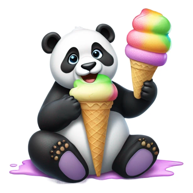 Panda eating ice cream sticker