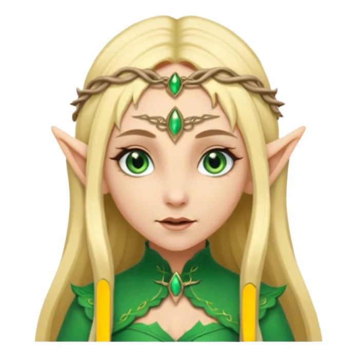 a girl elf with very long blond hair and a twisted headpiece, she's got pointy ears sticker