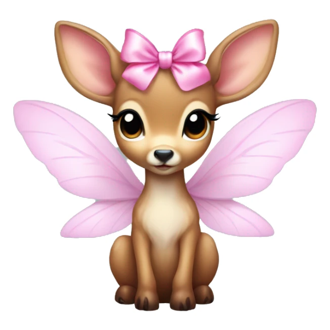 baby deer with fairy wings and a pink bow around its neck  sticker