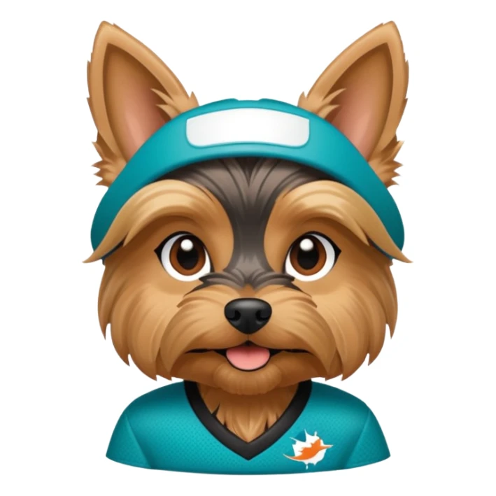 Yorkshire terrier in a Miami Dolphins jersey sticker