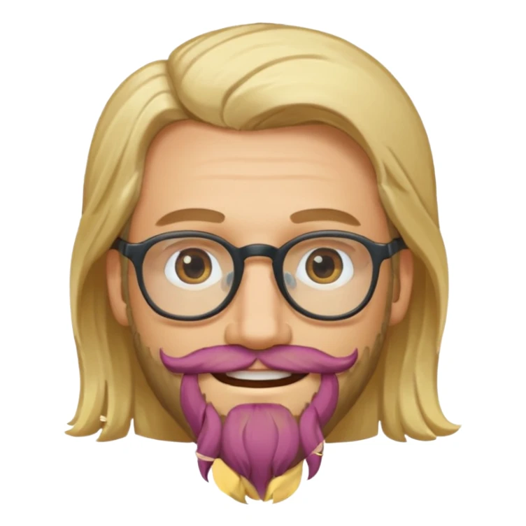 blond man with beard and spectacles and long hair sticker