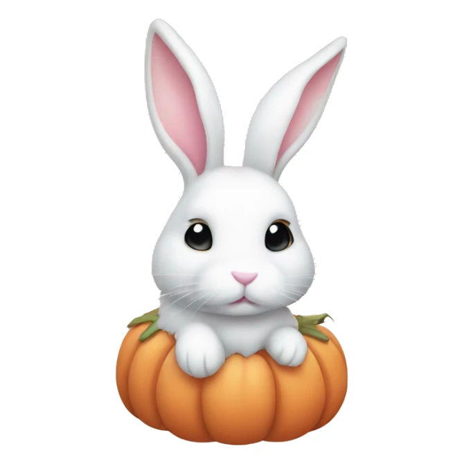 autumn cozy white rabbit in light pink pumpkin  sticker
