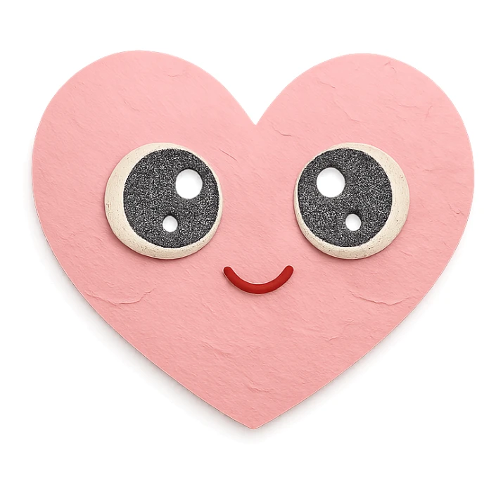 cute chibi pink heart character, big sparkling eyes, soft pastel tones, no arms or legs, full body sticker
