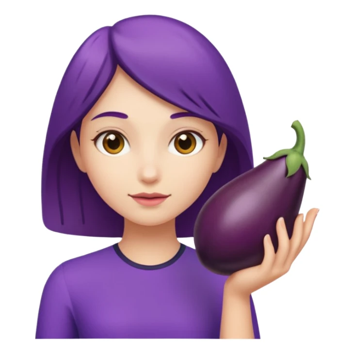 girl holding brinjal sticker