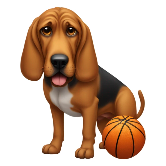 A bloodhound dog with a basketball head. sticker