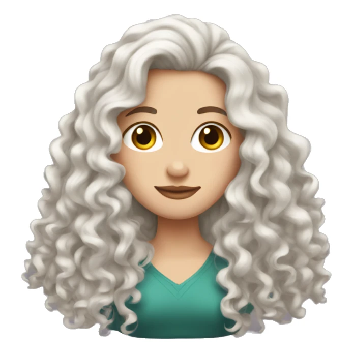 White girl with long curly dark brown hair  sticker