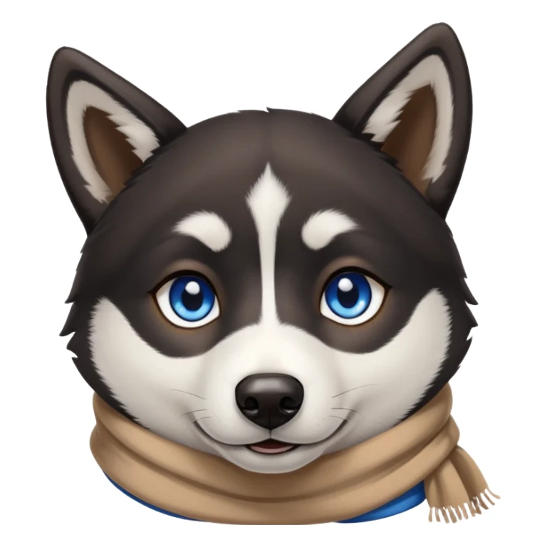 No hat Black Husky with 1 blue eye and 1 brown eye and scarf with white stripe down forehead sticker
