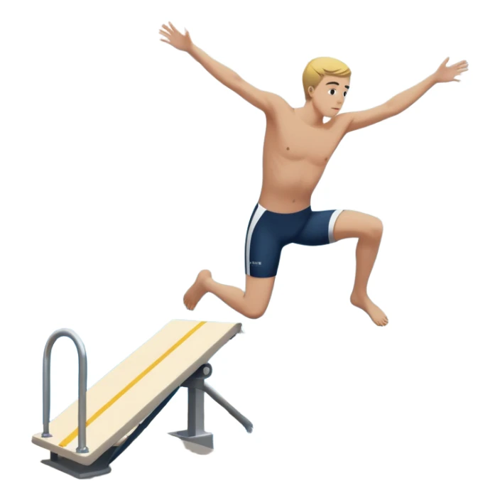 A person throwing himself off of a diving board, looking determined. Below them is a pool of water labeled “Confidence.” Instead of hesitating, they count 5-4-3-2-1 and jump in, representing taking action despite fear. sticker