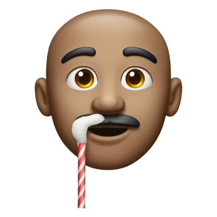 Man with sugar around his nose and mouth with a straw sticker