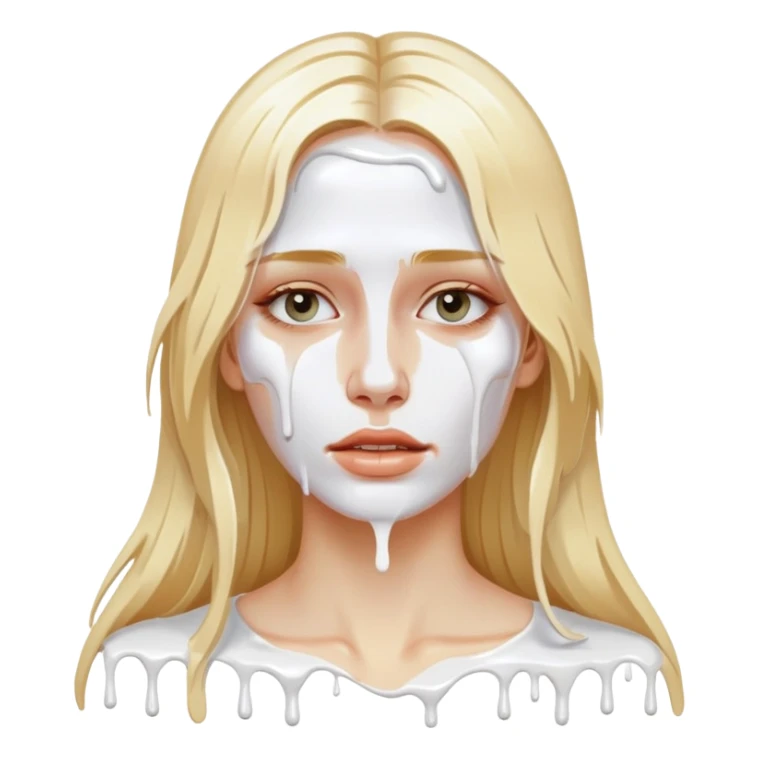 dripping white paint from face long blonde hair woman sticker
