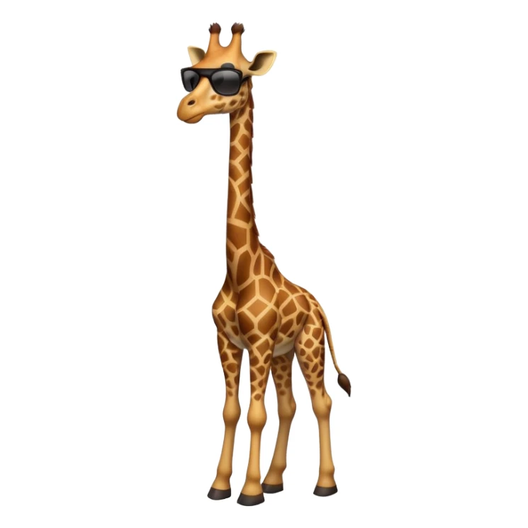 friendly anthropomorphised giraffe in casual clothing with a different color, wearing dark sunglasses, walking upright in standard pose sticker