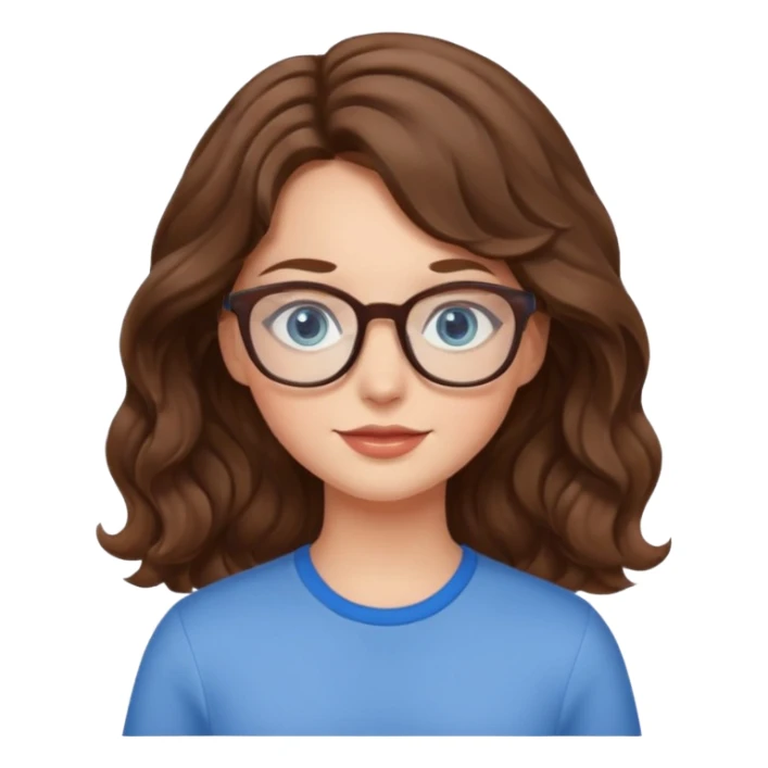 Fille brune cheveux ondulés yeux bleus lunettes sticker