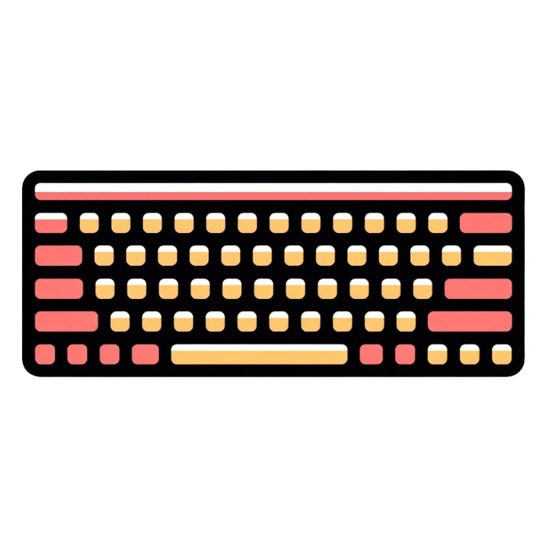 Computer keyboard with gold color F3BA2F and pink-red color FE0054 sticker