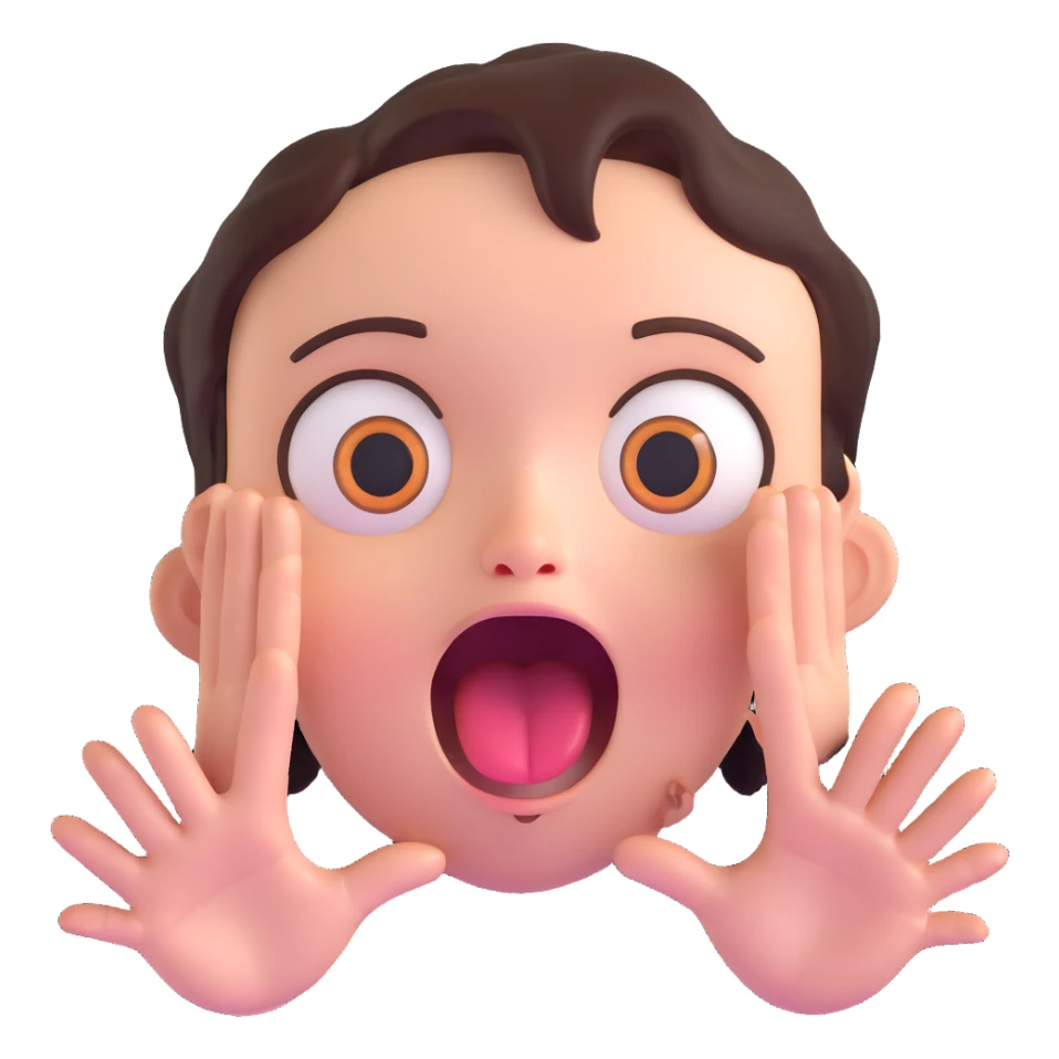 face with wide open mouth, big eyes, drooling, and hands reaching out, expressing intense hunger sticker