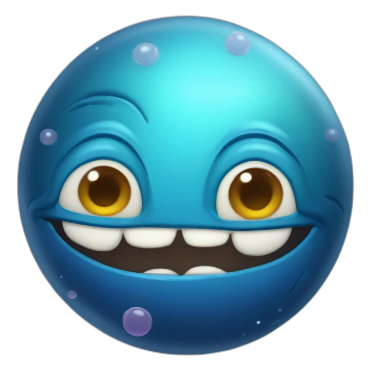 planet Neptune with a cartoon sleepy snail face sticker