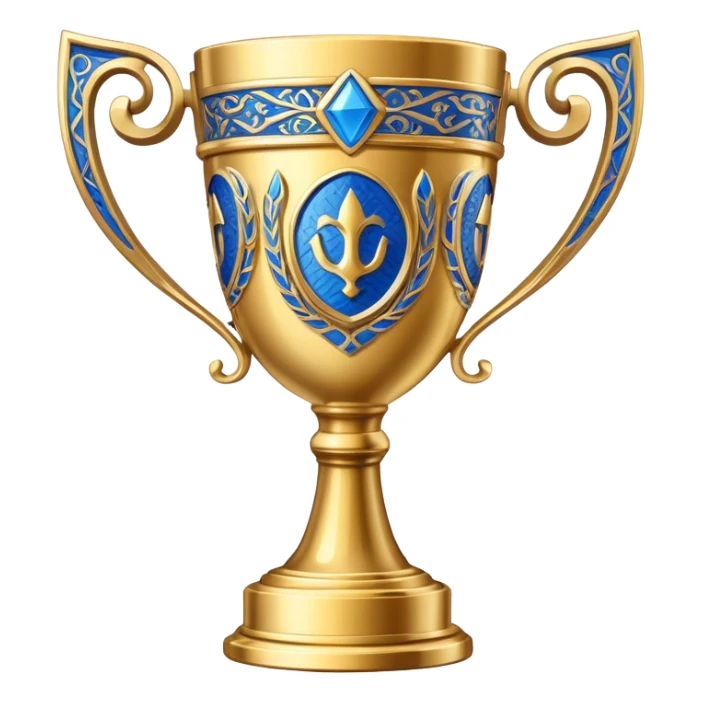 championship trophy cup with blue details sticker