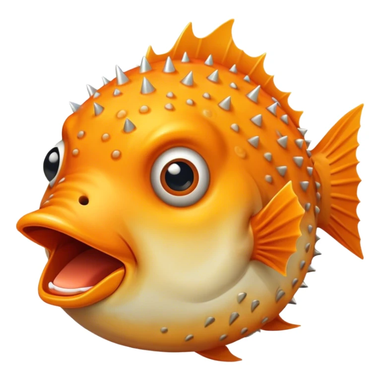All Orange BlowFish facing forward Spikes mouthopen sticker
