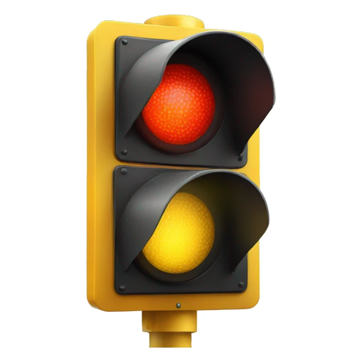 a red yellow color traffic light with yellow lit sticker