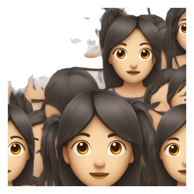 Asian girl with dark brown layered hair sticker