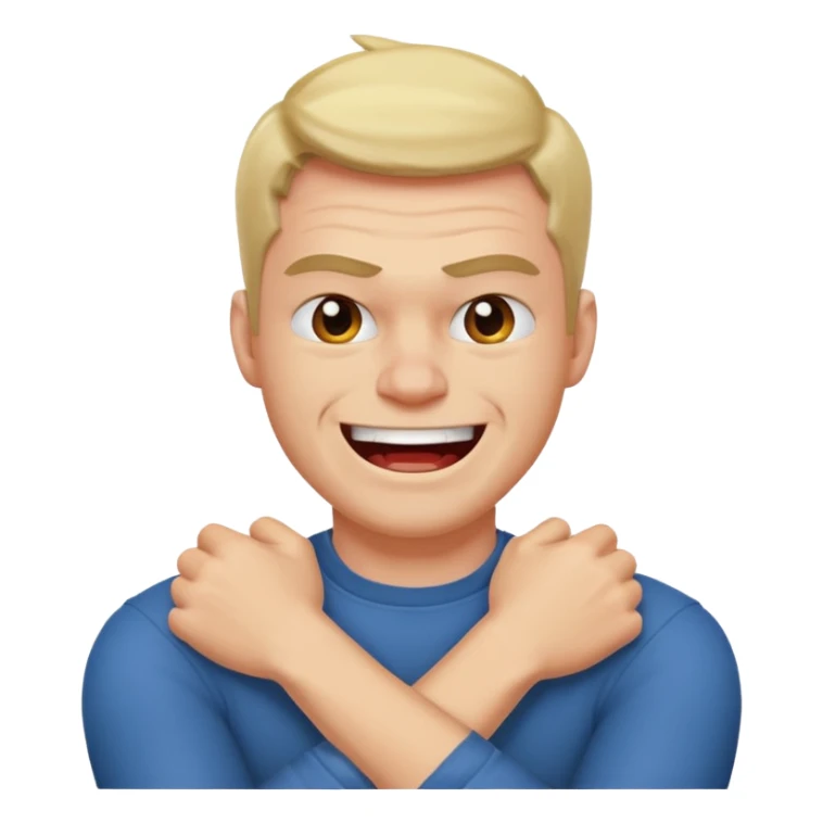 arms crossed around neck angry laughing guy sticker