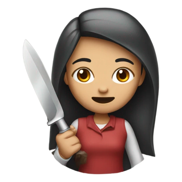 girl with a fake knife sticker