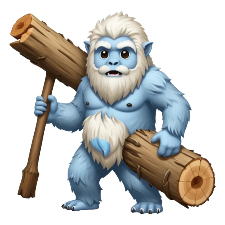 yeti, carrying a big wood sticker